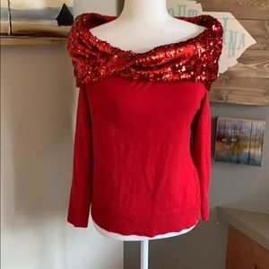 NWT New York & Company red sequin sweater size M